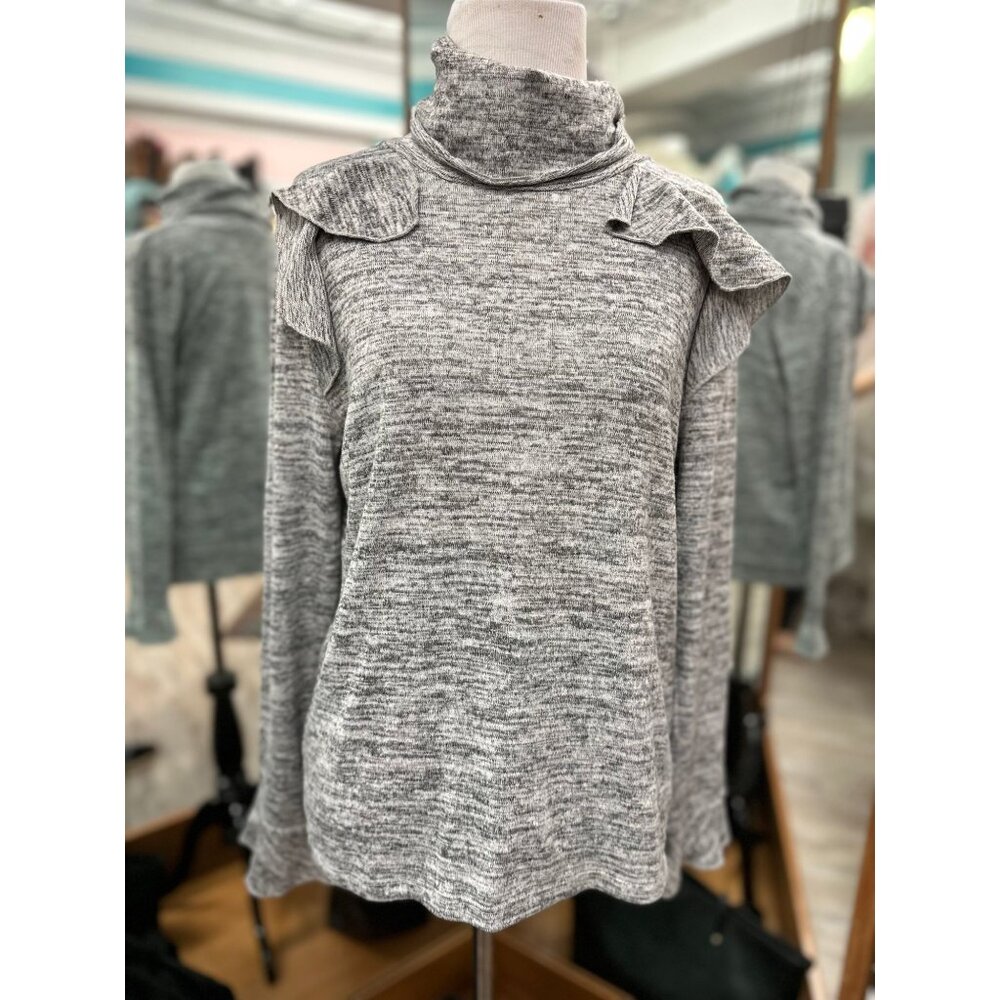 August Silk Grey Long Sleeve with Ruffles in M